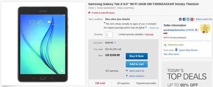 Fotografía - [Offre Alerte] Snag une boîte ouverte de 16 Go Samsung Galaxy Tab 8,0 A pour seulement 160 $ ​​sur eBay ($ 70 d'épargne)